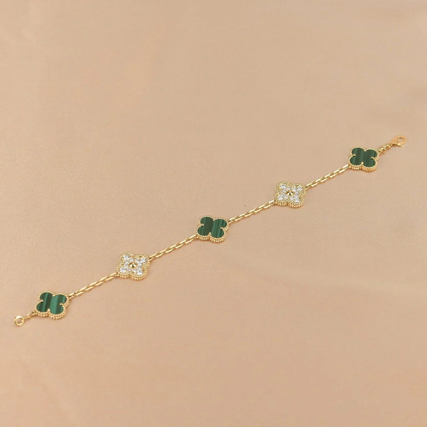[Lumi Jewellery] CLOVER 5 MOTIF MALACHITE BRACELET COLLECTION