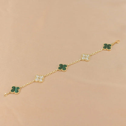 [Lumi Jewellery] CLOVER 5 MOTIF MALACHITE BRACELET COLLECTION