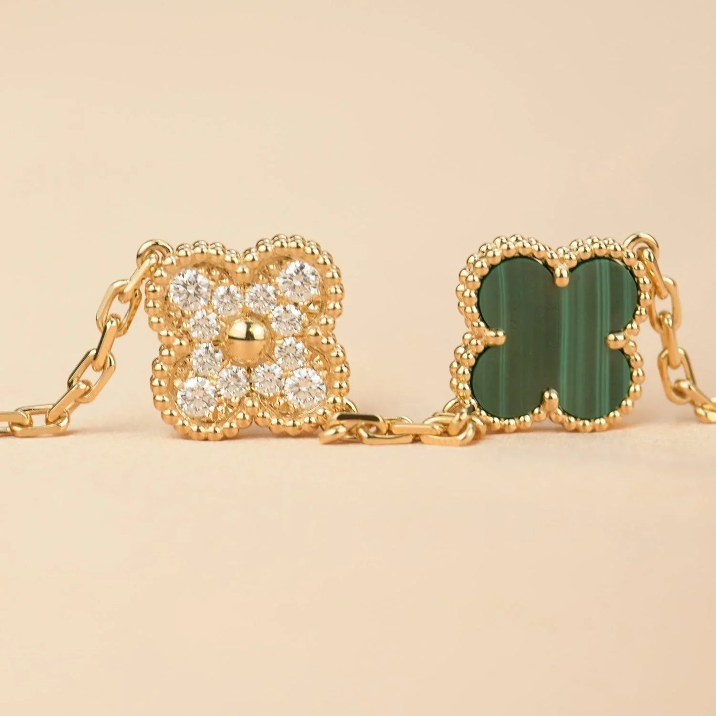 [Lumi Jewellery] CLOVER 5 MOTIF MALACHITE BRACELET COLLECTION