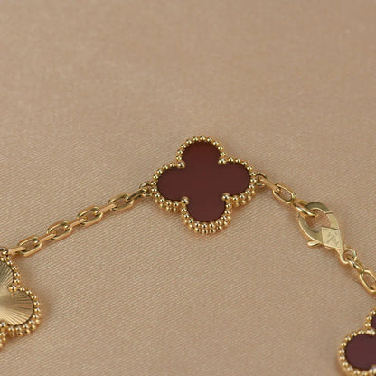 [Lumi Jewellery] CLOVER 5 MOTIF RED CORNELIAN BRACELET COLLECTION
