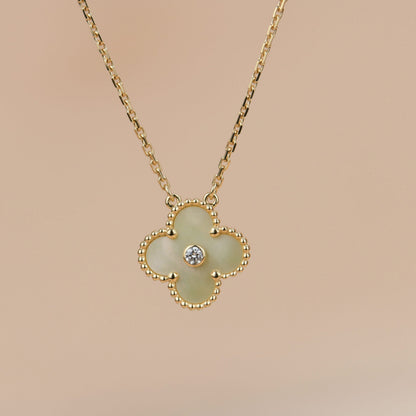 [Lumi Jewellery]CLOVER 15MM DIAMOND GOLD MOTHER OF PEARL NECKLACE
