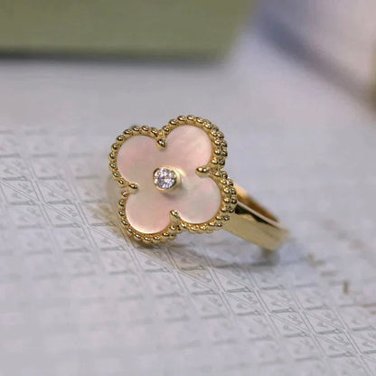 [Lumi Jewellery]CLOVER PINK MOP RING GOLD DIAMOND