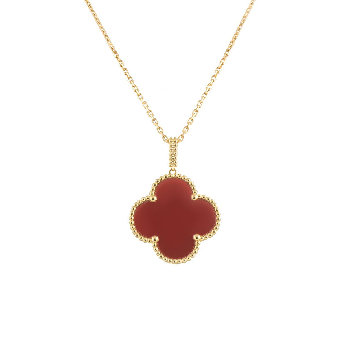 [Lumi Jewellery]CLOVER 25MM NECKLACE GOLD CARNELIAN