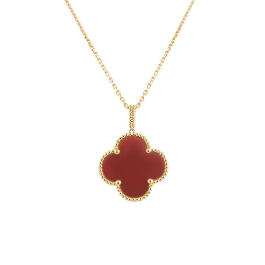 [Lumi Jewellery]CLOVER 25MM NECKLACE GOLD CARNELIAN