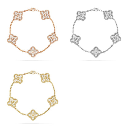 [Lumi Jewellery] CLOVER 5 MOTIF FULL DIAMOND BRACELET COLLECTION