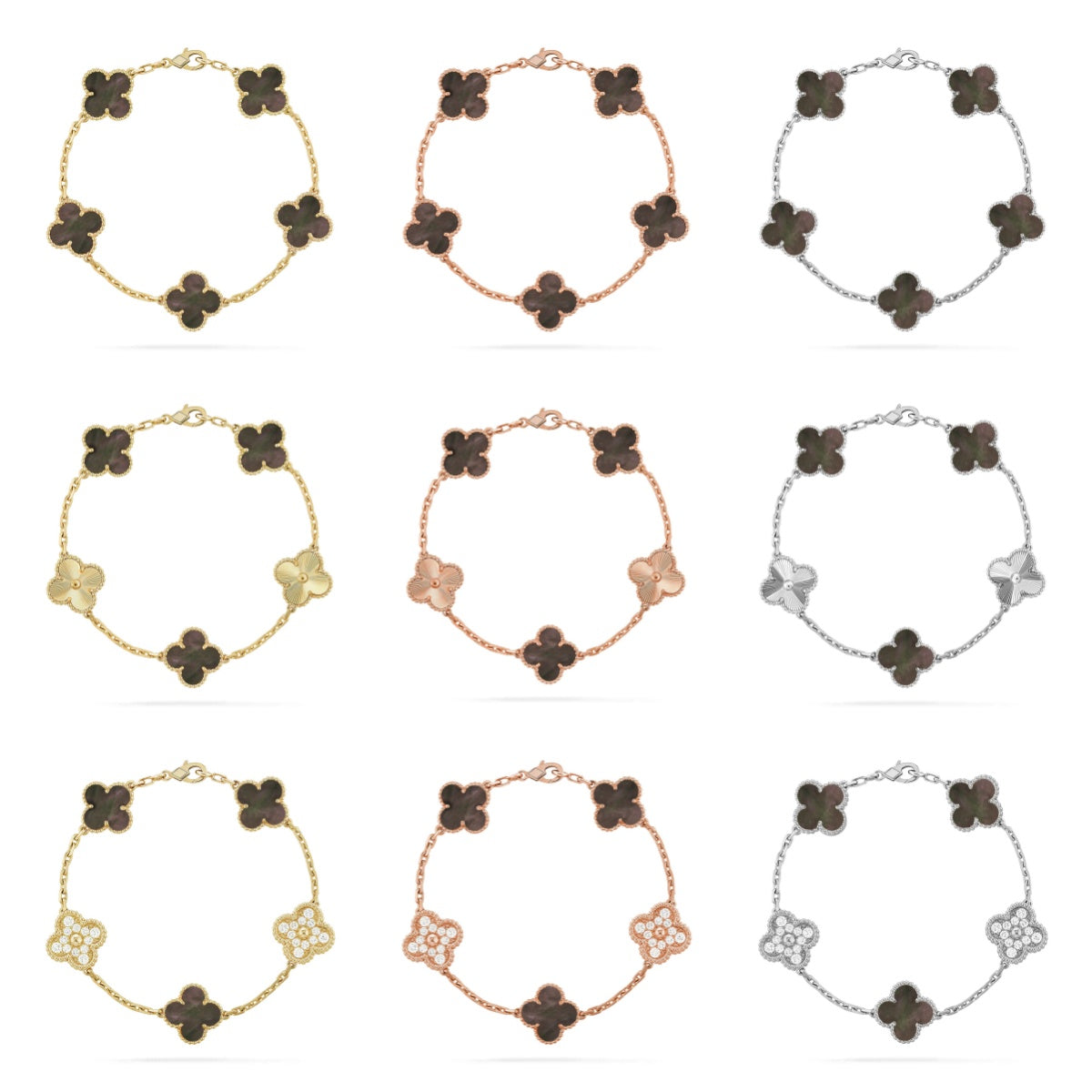 [Lumi Jewellery] CLOVER 5 MOTIF GRAY MOP BRACELET COLLECTION