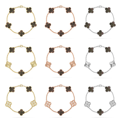 [Lumi Jewellery] CLOVER 5 MOTIF GRAY MOP BRACELET COLLECTION