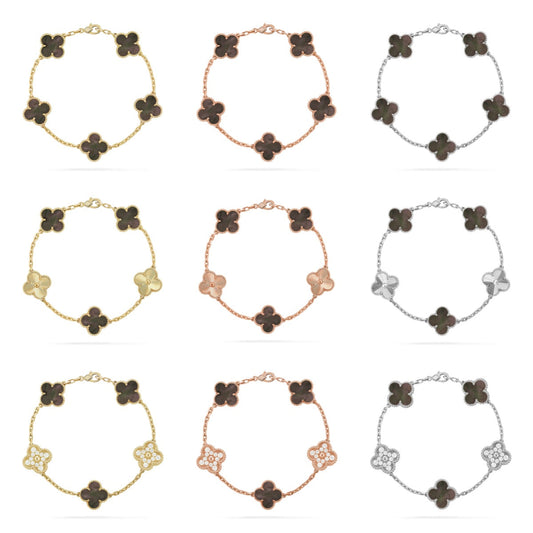 [Lumi Jewellery] CLOVER 5 MOTIF GRAY MOP BRACELET COLLECTION