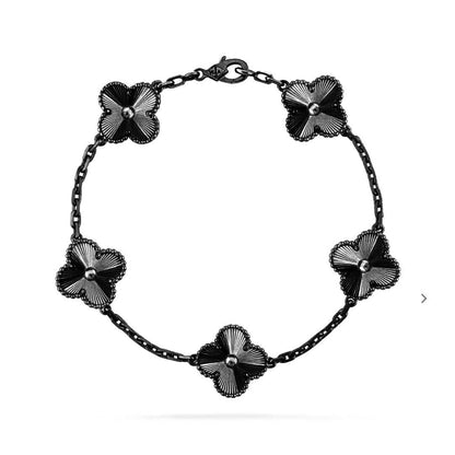 [Lumi Jewellery]CLOVER 5 MOTIF BLACK BRACELET
