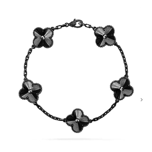 [Lumi Jewellery]CLOVER 5 MOTIF BLACK BRACELET