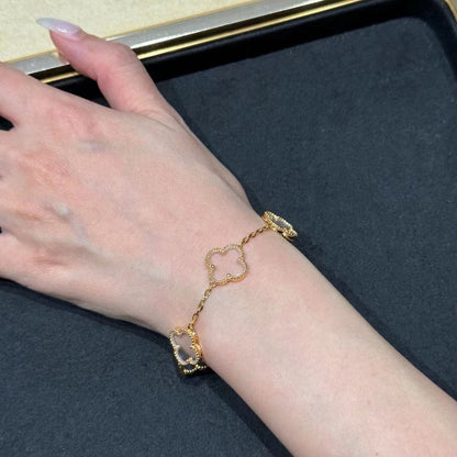 [Lumi Jewellery]CLOVER 5 MOTIF ROCK CRYSTAL BRACELET
