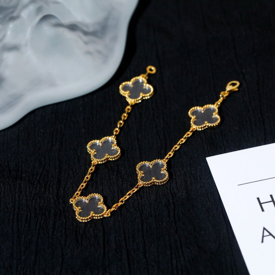 [Lumi Jewellery]CLOVER 5 MOTIF ROCK CRYSTAL BRACELET