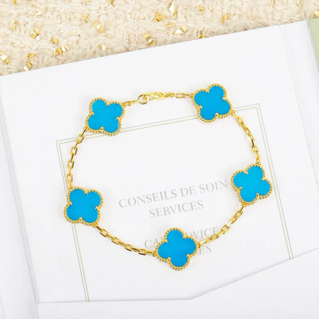 [Lumi Jewellery] CLOVER 5 MOTIF TURQUOISE BRACELET COLLECTION