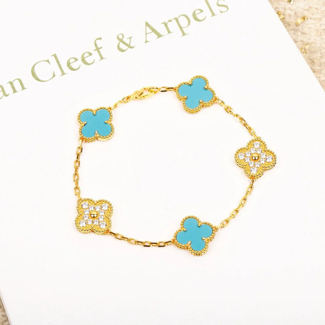 [Lumi Jewellery] CLOVER 5 MOTIF TURQUOISE BRACELET COLLECTION