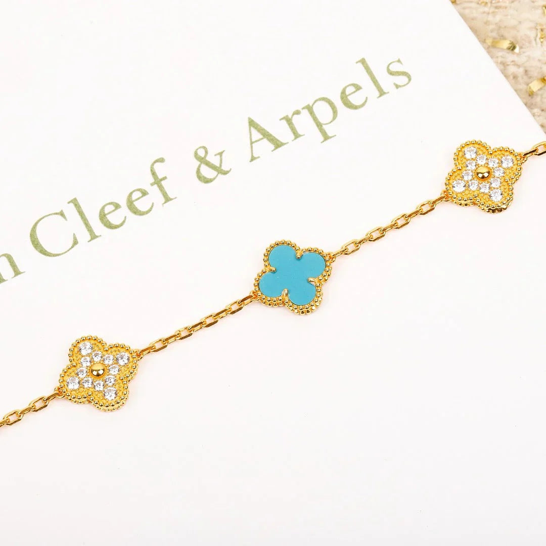 [Lumi Jewellery] CLOVER 5 MOTIF TURQUOISE BRACELET COLLECTION