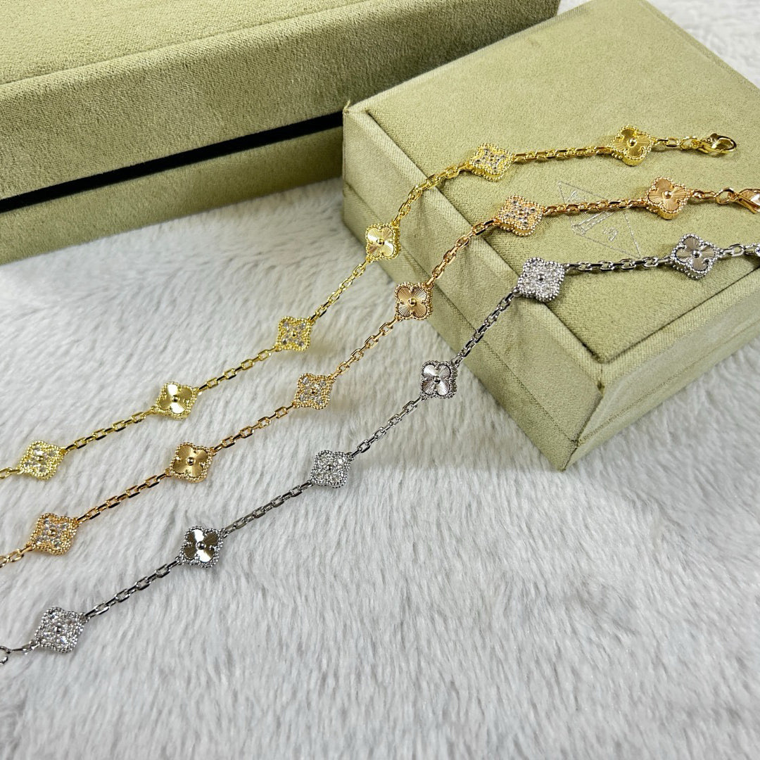 [Lumi Jewellery]CLOVER 6 MOTIF DIAMOND LASER BRACELET