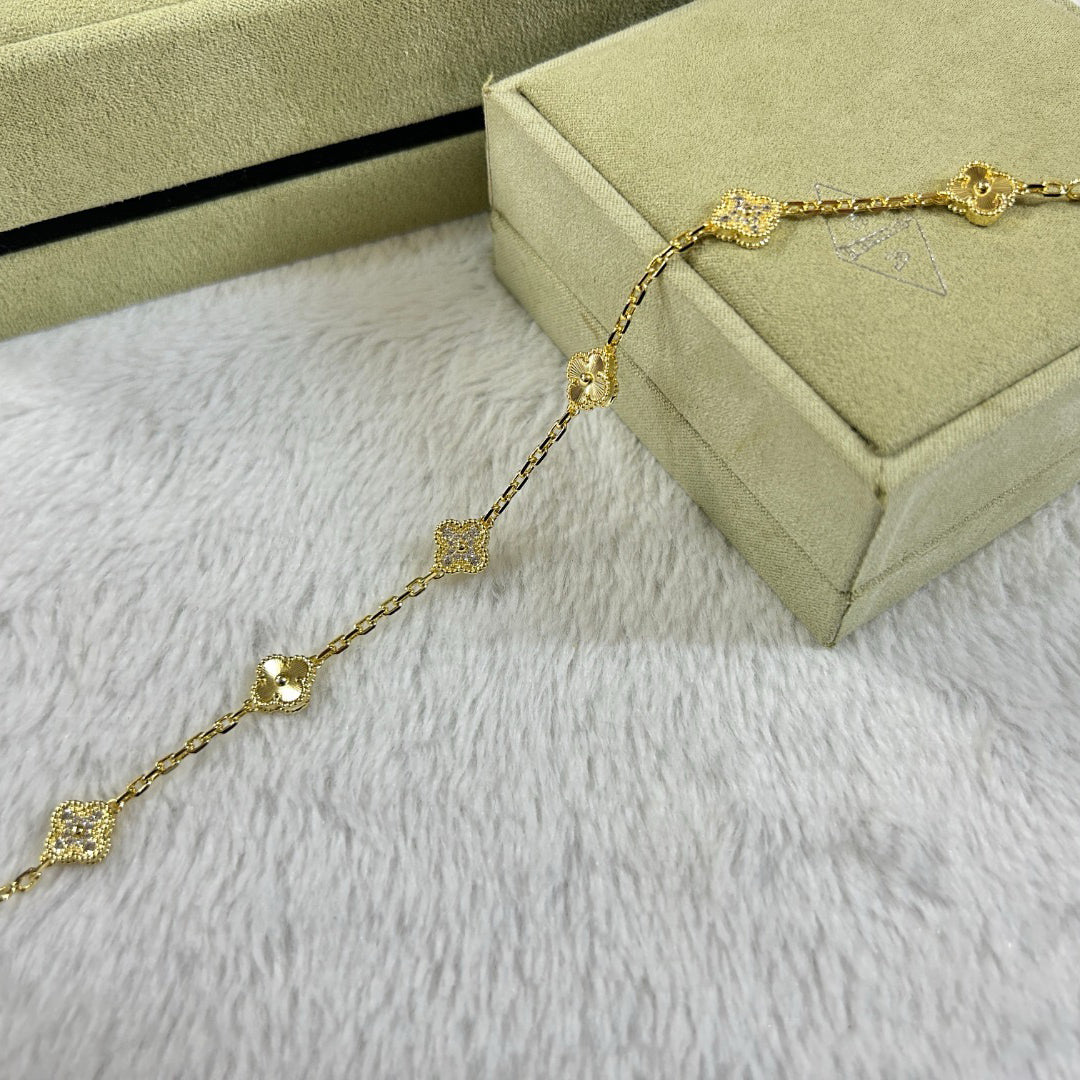 [Lumi Jewellery]CLOVER 6 MOTIF DIAMOND LASER BRACELET