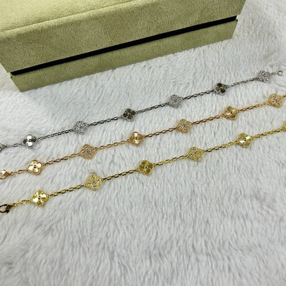 [Lumi Jewellery]CLOVER 6 MOTIF DIAMOND LASER BRACELET