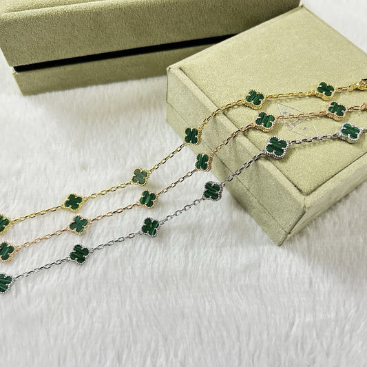 [Lumi Jewellery]CLOVER 6 MOTIF MALACHITE BRACELET