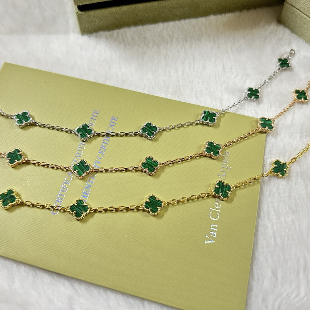 [Lumi Jewellery]CLOVER 6 MOTIF MALACHITE BRACELET