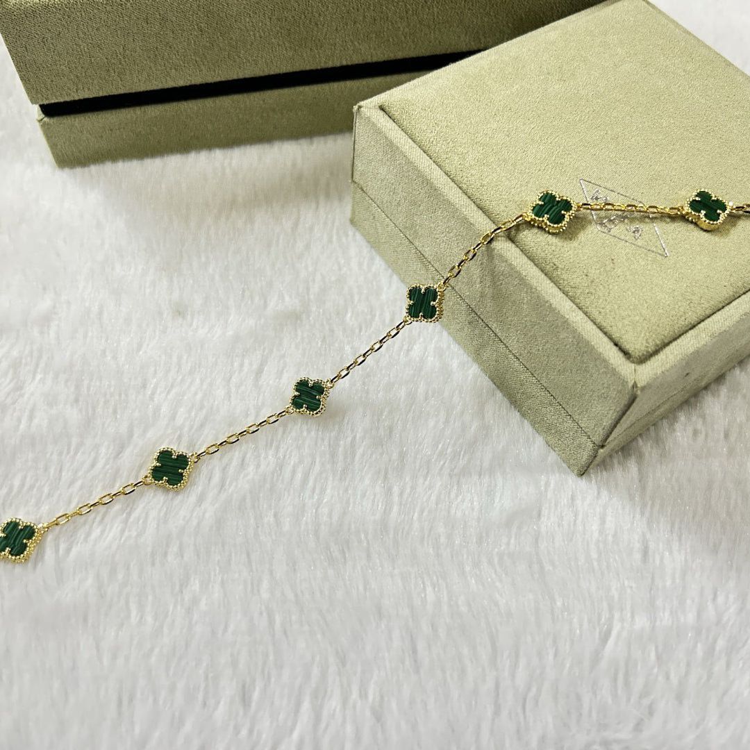 [Lumi Jewellery]CLOVER 6 MOTIF MALACHITE BRACELET