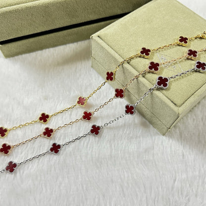 [Lumi Jewellery]CLOVER 6 MOTIF RED AGATE BRACELET