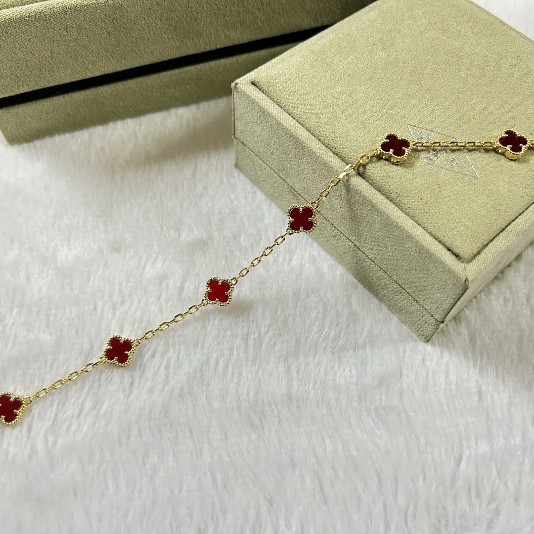 [Lumi Jewellery]CLOVER 6 MOTIF RED AGATE BRACELET