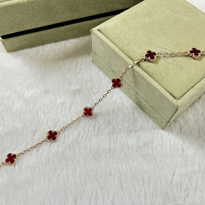 [Lumi Jewellery]CLOVER 6 MOTIF RED AGATE BRACELET