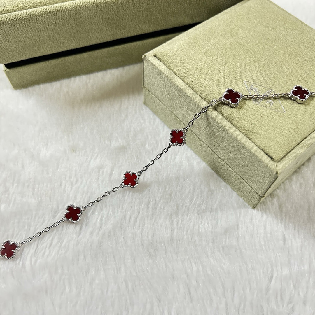 [Lumi Jewellery]CLOVER 6 MOTIF RED AGATE BRACELET