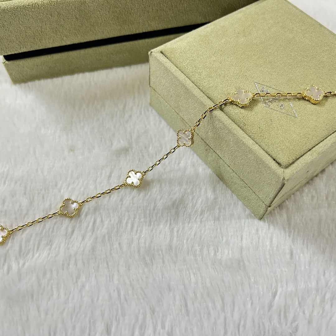 [Lumi Jewellery]CLOVER 6 MOTIF WHITE MOP BRACELET