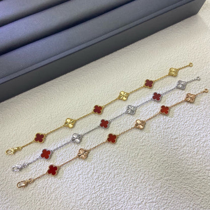 [Lumi Jewellery]CLOVER 6 MOTIF RED AGATE LASER BRACELET