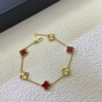 [Lumi Jewellery]CLOVER 6 MOTIF RED AGATE LASER BRACELET