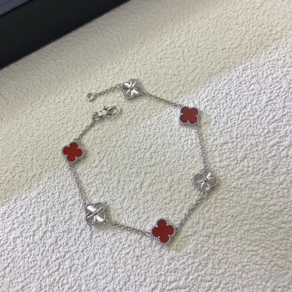 [Lumi Jewellery]CLOVER 6 MOTIF RED AGATE LASER BRACELET