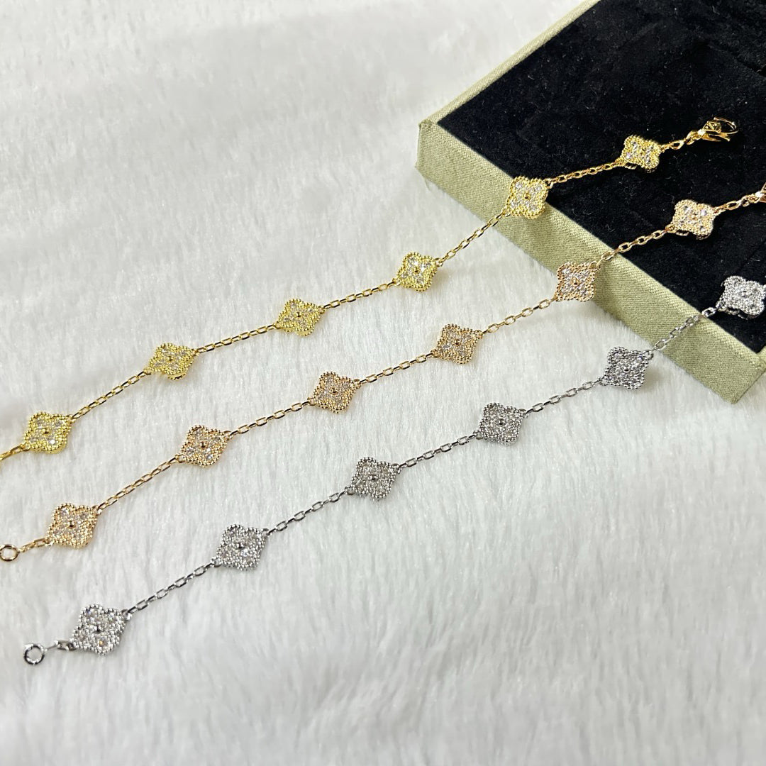 [Lumi Jewellery]CLOVER 6 MOTIF DIAMOND BRACELET