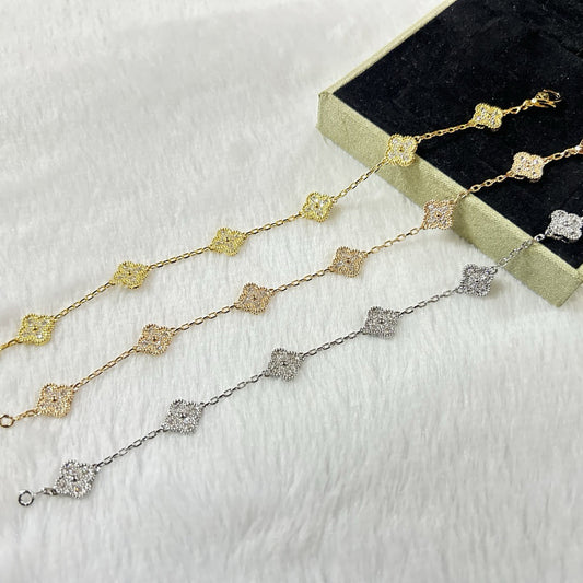 [Lumi Jewellery]CLOVER 6 MOTIF DIAMOND BRACELET