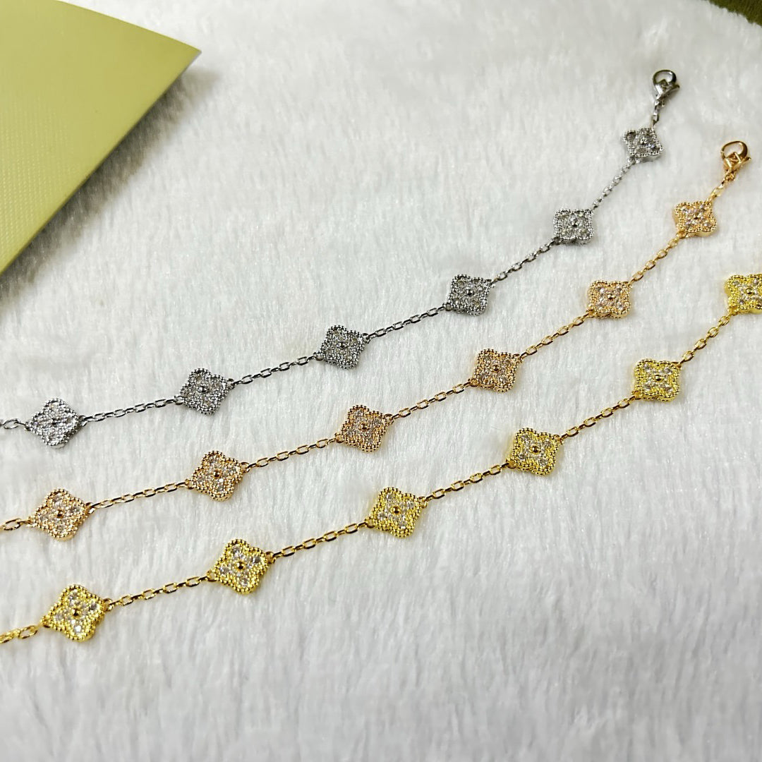 [Lumi Jewellery]CLOVER 6 MOTIF DIAMOND BRACELET