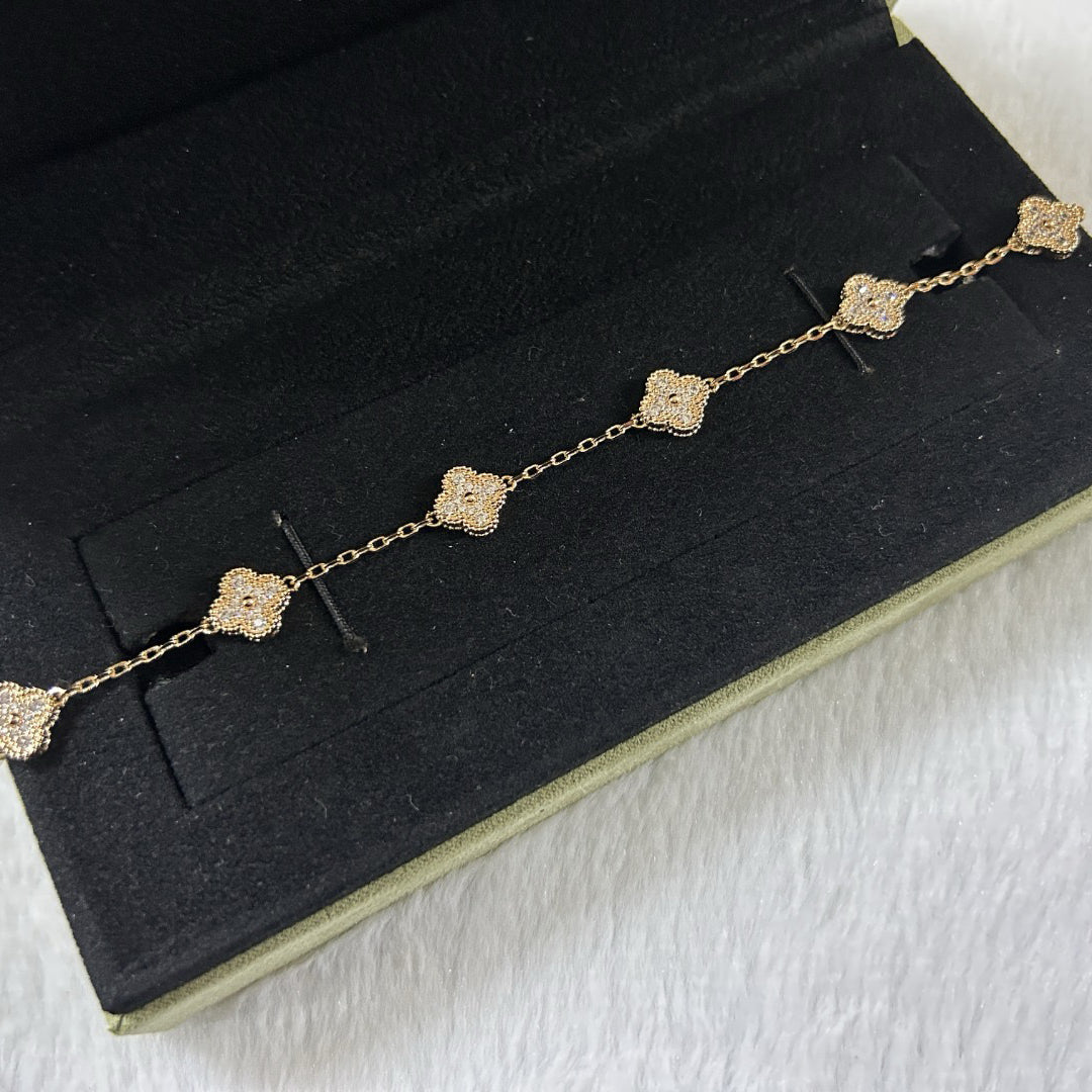 [Lumi Jewellery]CLOVER 6 MOTIF DIAMOND BRACELET