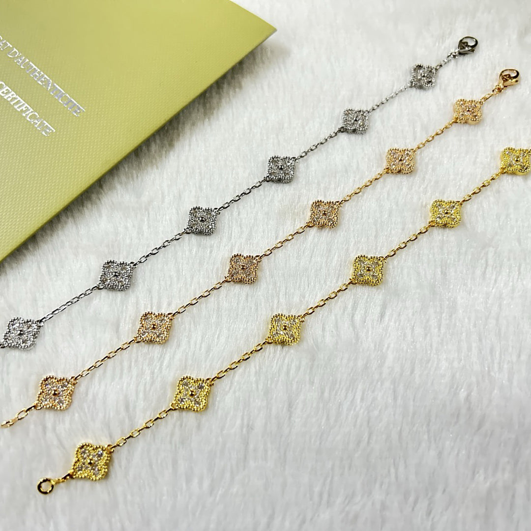 [Lumi Jewellery]CLOVER 6 MOTIF DIAMOND BRACELET