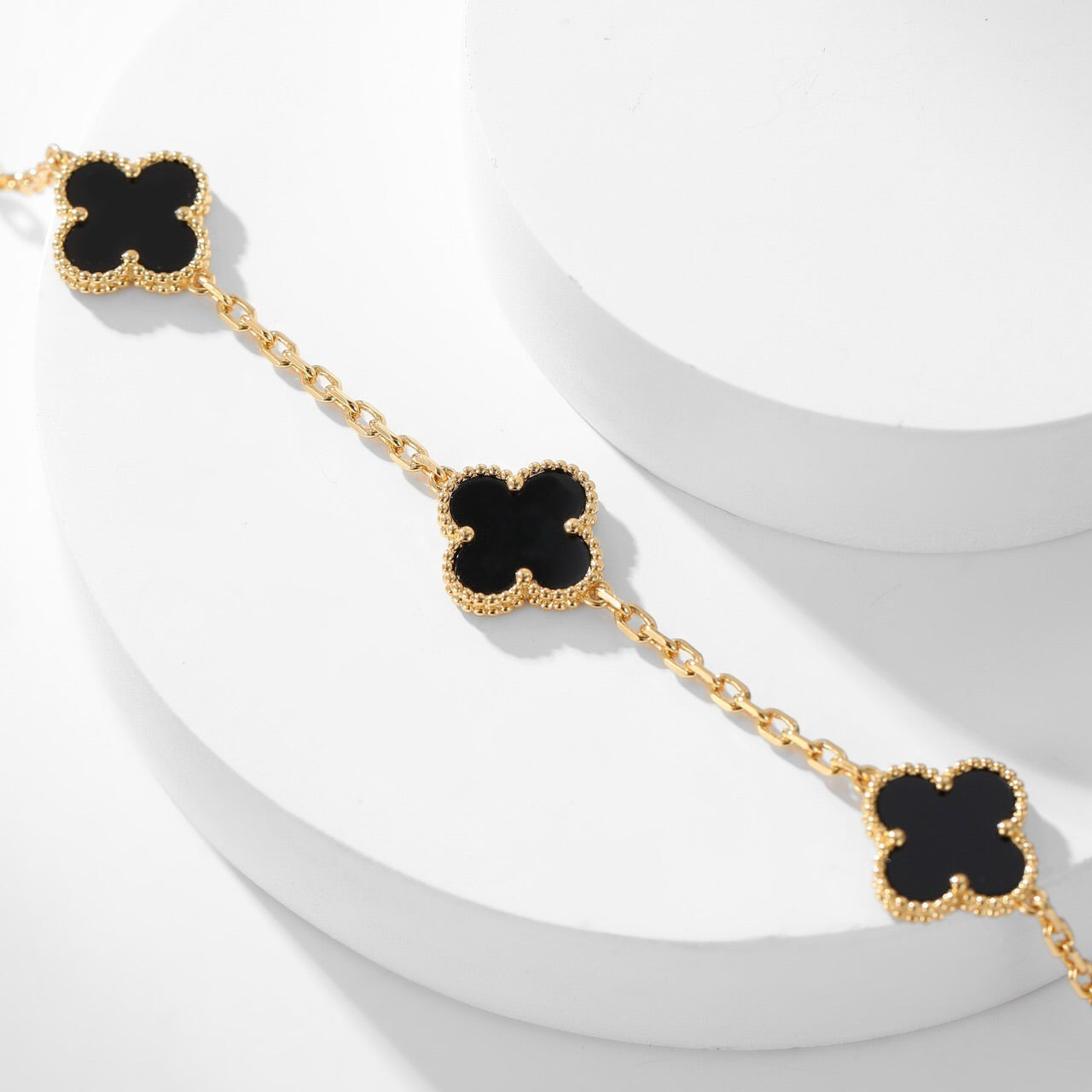 [Lumi Jewellery]CLOVER 10 MOTIFS ONYX NECKLACE