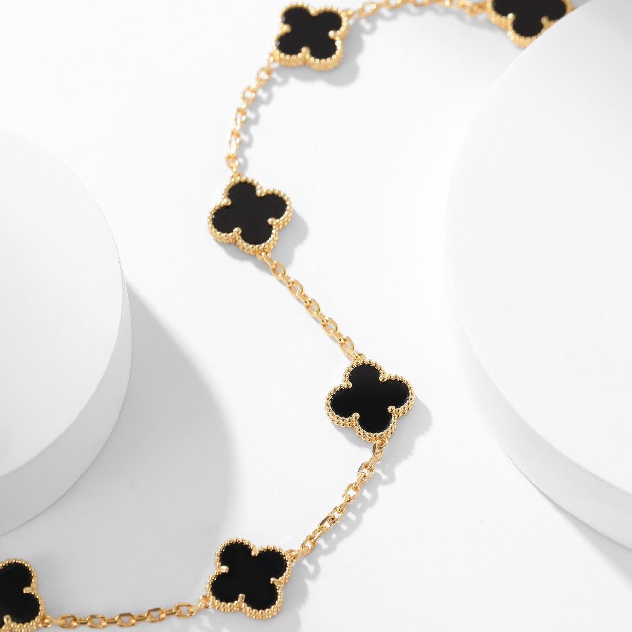 [Lumi Jewellery]CLOVER 10 MOTIFS ONYX NECKLACE