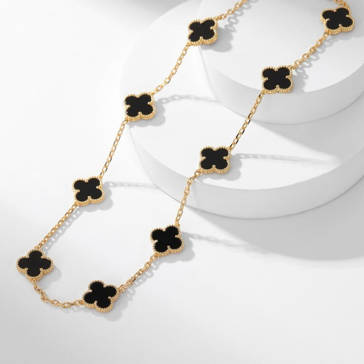 [Lumi Jewellery]CLOVER 10 MOTIFS ONYX NECKLACE