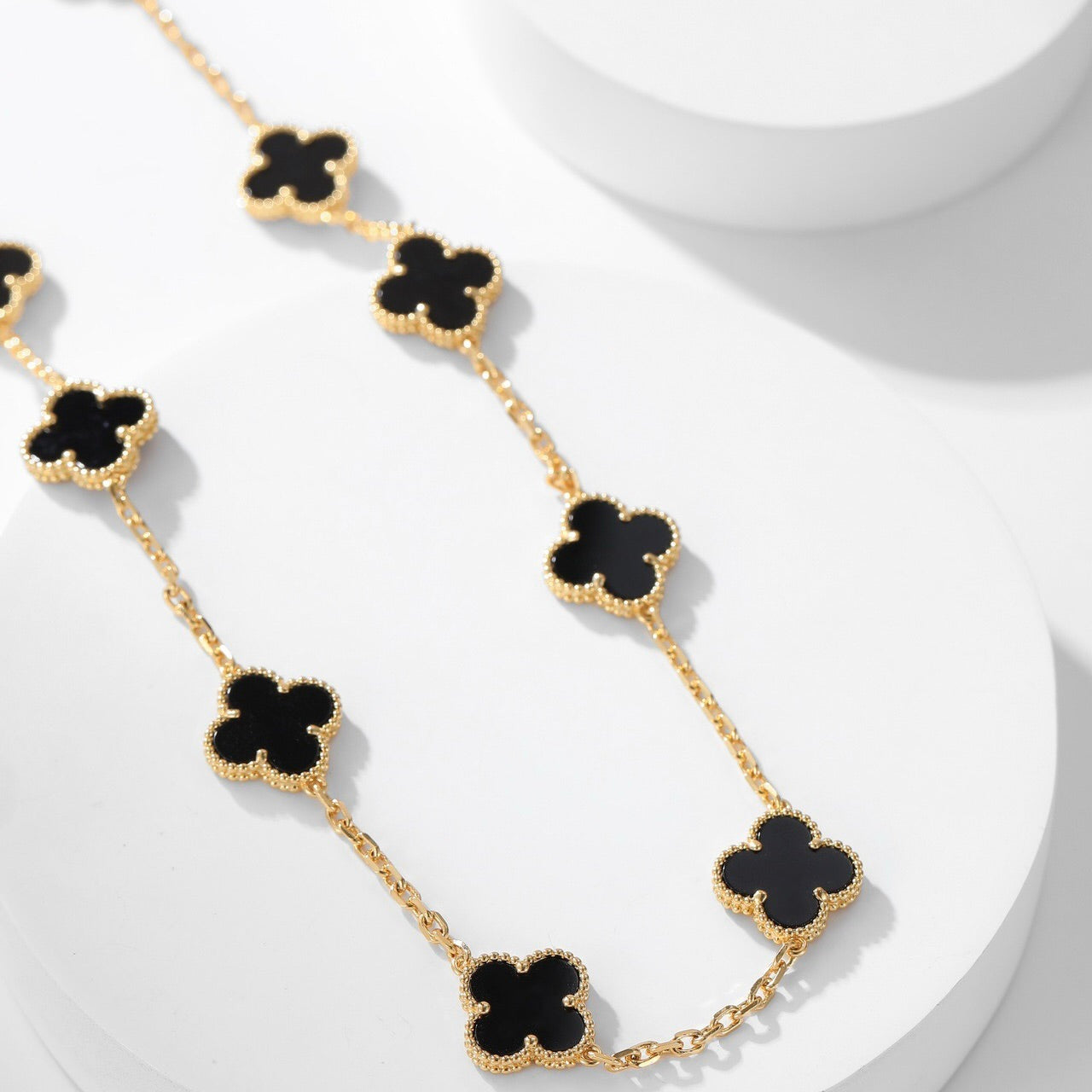 [Lumi Jewellery]CLOVER 10 MOTIFS ONYX NECKLACE