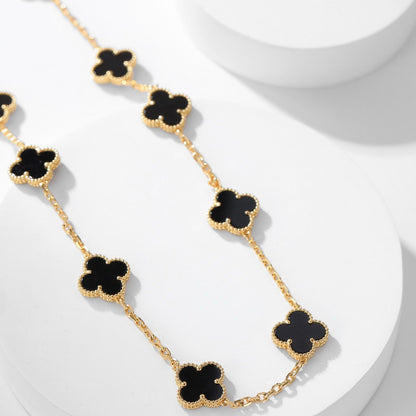 [Lumi Jewellery]CLOVER 10 MOTIFS ONYX NECKLACE