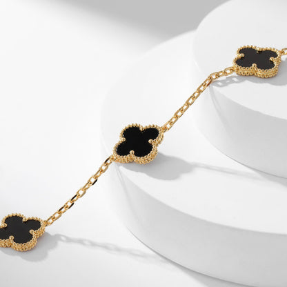 [Lumi Jewellery]CLOVER 10 MOTIFS ONYX NECKLACE