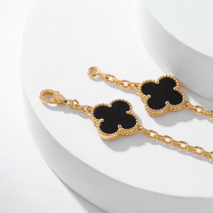 [Lumi Jewellery]CLOVER 10 MOTIFS ONYX NECKLACE