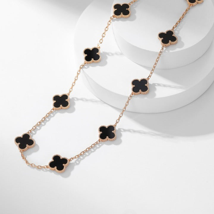 [Lumi Jewellery]CLOVER 10 MOTIFS ONYX NECKLACE