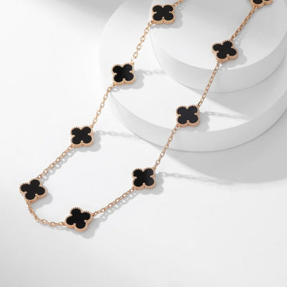 [Lumi Jewellery]CLOVER 10 MOTIFS ONYX NECKLACE