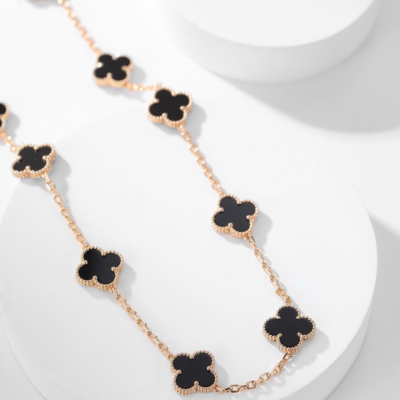 [Lumi Jewellery]CLOVER 10 MOTIFS ONYX NECKLACE
