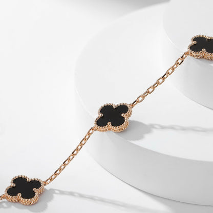 [Lumi Jewellery]CLOVER 10 MOTIFS ONYX NECKLACE
