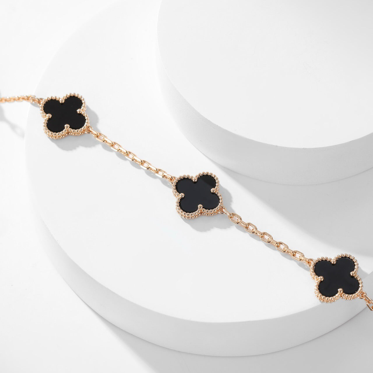 [Lumi Jewellery]CLOVER 10 MOTIFS ONYX NECKLACE